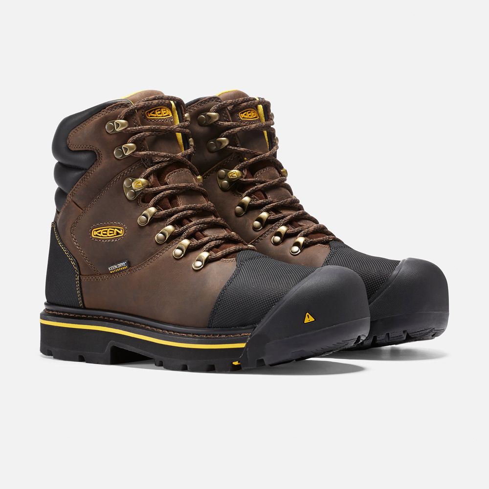 Botas de Trabajo Keen Mexico Marrom/Negros - Hombre Milwaukee Waterproof (Steel Toe) - JE8650974